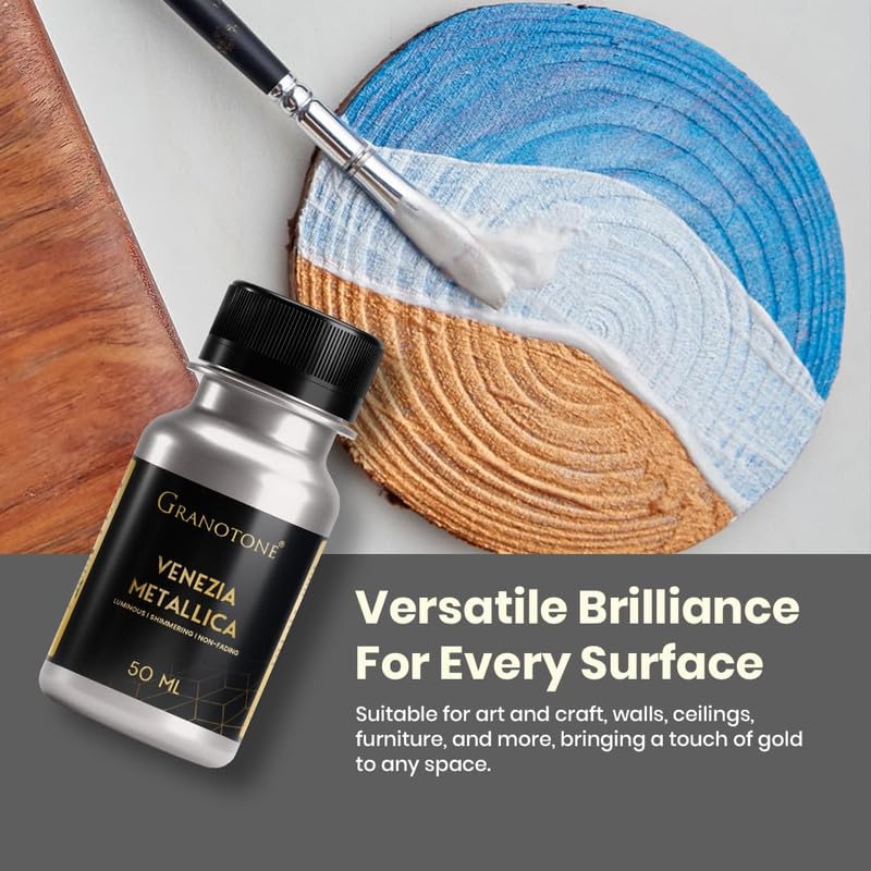 GRANOTONE Acrylic Venezia Metallic Colour, Non-Fading & Shimmering Metallic Acrylic Paint with Rich Pigments | Non-Toxic Metallic Colours Ideal for Kids, Artist & Beginners (Silver 50ml) - color: Silver 50ml