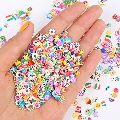 CCINEE Nail Art Slices,3D Assorted Slices Fruit Animal Flower Polymer Clay Slices for Slime Craft,4500PCS,1/5 Inche