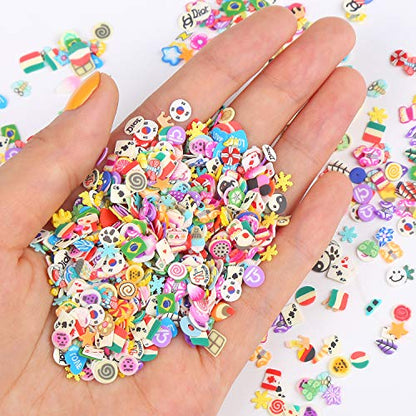 CCINEE Nail Art Slices,3D Assorted Slices Fruit Animal Flower Polymer Clay Slices for Slime Craft,4500PCS,1/5 Inche