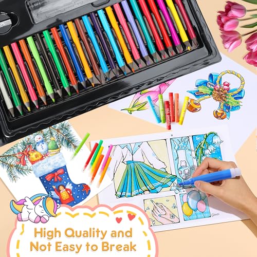 Art Supplies 332 Piece Drawing Art Kit Gifts for Girls Boys Kids Teens Gifts Art Set Case with Double Sided Trifold Easel, Stickers, Sketch Paper, Coloring Book, Pastels, Crayons, Pencils (Black) - color: Black