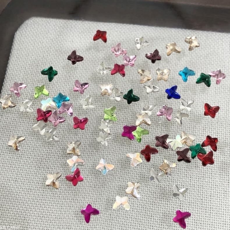 300Pcs Butterfly Nails Charms Mixed Colorful Butterflies Crystal Flat Back Nail Gems Mini Butterfly Nail Rhinestones Nail Diamonds Spring Summer Nail Jewelry for Women Manicure Accessories Crafts - color: gold