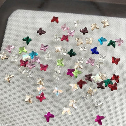 300Pcs Butterfly Nails Charms Mixed Colorful Butterflies Crystal Flat Back Nail Gems Mini Butterfly Nail Rhinestones Nail Diamonds Spring Summer Nail Jewelry for Women Manicure Accessories Crafts - color: gold