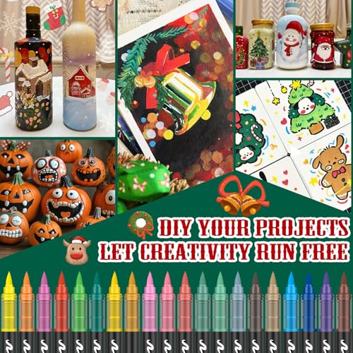 Amamao Acrylic Paint Markers, Soft Brush Tip Pens and Markers, Acrylic Paint Pens for Wood, Stone, Canvas, Glass, Fabric, Egg, Rock Painting and DIY Crafts Art Supplies (60) - style: 60 BOX