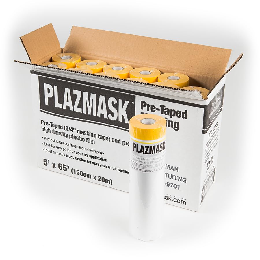 Pre-Taped Masking Film (5-Feet X 65-Feet,12-Pack) - size: 5-Feet X 65-Feet, style: 12-Pack