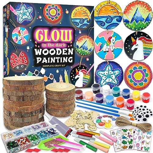 klmars Kids Wooden Painting Kit-Glow in The Dark-Arts & Crafts Gifts for Boys Girls Ages 5-12-Craft Activities Kits - Creative Art Toys for 5, 6, 7, 8, 9, 10, 11 & 12 Year Old Kids - color: Glow in the Dark