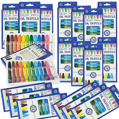Color Swell Bulk Oil Pastels - 18 Packs 12 per Pack (216 Total) - Bulk Oil Pastels - size: 18 Pack | 216 Oil Pastels