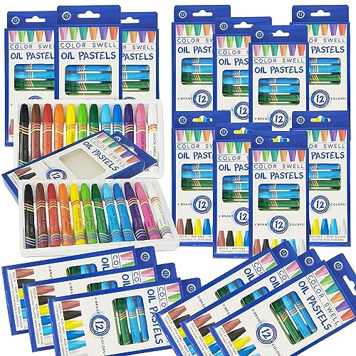 Color Swell Bulk Oil Pastels - 18 Packs 12 per Pack (216 Total) - Bulk Oil Pastels - size: 18 Pack | 216 Oil Pastels