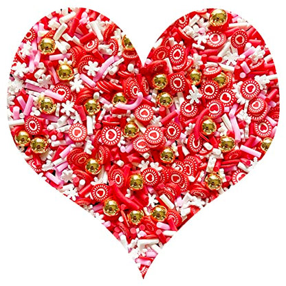EHOPE Fake Sprinkles Resin Sprinkles Fake Candy Sprinkles Clay Sprinkles Polymer Sprinkles Polymer Clay Slices for Nail Art DIY Crafts Cake Phone Case(40G-Red Heart+Snowflake-32) - color: 32-Red Heart+Snowflake