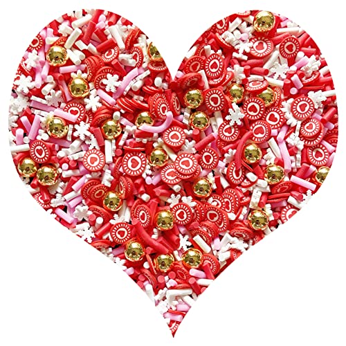 EHOPE Fake Sprinkles Resin Sprinkles Fake Candy Sprinkles Clay Sprinkles Polymer Sprinkles Polymer Clay Slices for Nail Art DIY Crafts Cake Phone Case(40G-Red Heart+Snowflake-32) - color: 32-Red Heart+Snowflake
