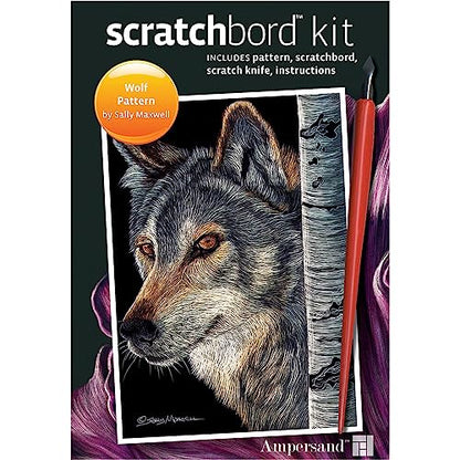 Ampersand Art Supply Scratchbord | Wolf | 5’’ x 7’’ | Professional Scratchboard Art Panel | for Scratchboard Drawing, Illustration & Mixed Media - style: Wolf