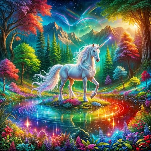 BSNRCH Unicorn Diamond Art Kits for Adults,Forest Diamond Painting Kits for Beginnners, DIY 5D Full Drill Crystal Rhinestone Gem Art Craft Kits for Home Wall Decor 14X14 Inch - color: Horse Forest
