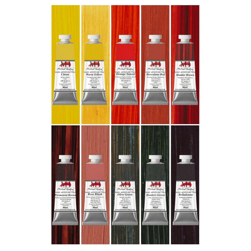 Michael Harding Artists' Oil Colors, Whitechapel Selection, 10 x 40ml Tubes