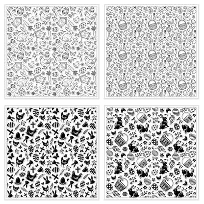 CHGCRAFT 4 Pcs Easter Polymer Clay Texture Sheets Easter Eggs Silicone Texture Stamp Chickens Clay Texture Mat Bunnies Modeling Pattern Pad for Jewelry and Clay Earrings Tools, 5.5x5.5 inch - style: Easter Chickens