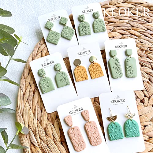 Keoker Polymer Clay Texture Sheets, Clay Texture Mat for Making Earrings Jewerly, Polymer Clay Earrings Tools (No. 7-8) - color: 7-8