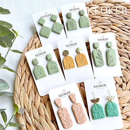 Keoker Polymer Clay Texture Sheets, Clay Texture Mat for Making Earrings Jewerly, Polymer Clay Earrings Tools (No. 7-8) - color: 7-8