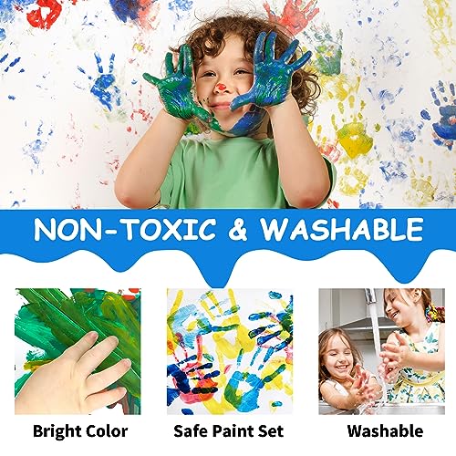 ABEIER Washable Finger Paint for Toddlers, Safe Non-Toxic, 12 x 2oz Vibrant Colors, Baby Safe Paint for Hand and Feet, Mess Free Art Supplies for Kids, Preschool Learning Gifts, Ages 1-3 4 5 6+ - style: 2 Fl Oz (Pack of 12)