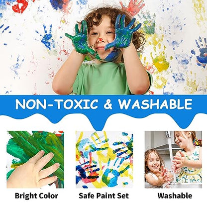 ABEIER Washable Finger Paint for Toddlers, Safe Non-Toxic, 12 x 2oz Vibrant Colors, Baby Safe Paint for Hand and Feet, Mess Free Art Supplies for Kids, Preschool Learning Gifts, Ages 1-3 4 5 6+ - style: 2 Fl Oz (Pack of 12)