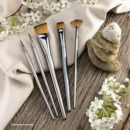 Royal & Langnickel Zen 5pc Standard Handle Brush Set, Includes - Angular, Shader, Script Liner & Fan Brushes Gold