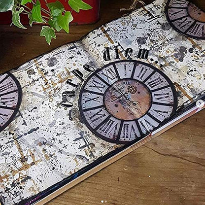 The Crafter’s Workshop - Reusable Mechanical Stencil for Painting and Crafts – Time and Gear Motif for Journaling and Canvas – 2 Pk, 6" x 6" – Gears/Time Travel 6x6 - style: Gears / Time Travel 6x6