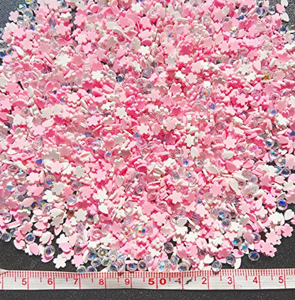 EHOPE Fake Sprinkles Resin Sprinkles Fake Candy Sprinkles Clay Sprinkles Polymer Sprinkles Polymer Clay Slices for Nail Art DIY Crafts Cake Phone Case(40G-Pink Cherry Blossoms+Zuan-23) - color: 23-Pink Cherry Blossoms+Zuan