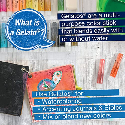 Faber-Castell Gelatos Gift Set: 28 Watercolor Gel Crayons and Art Supplies for Painting, Drawing & Journaling, Versatile Art Pigment Crayons, Gel Sticks for Mixed Media - style: Original Gift Set