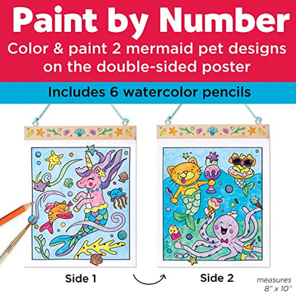 Faber-Castell Paint by Number Mermaid Pets - Kids Watercolor Mermaid Craft (Ages 6+) - style: Mermaid Pets