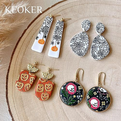 Keoker Polymer Clay Texture Sheet Halloween, Halloween Clay Texture Mat for Making Earrings Jewerly - color: Fall polymer clay texture sheets 1