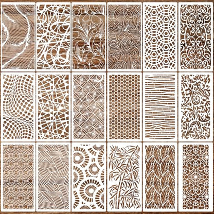 Stencils for Crafts Reusable Texture Stencils Background Stencil Leaf Floral Templates for Painting on Wood Furniture Card Canvas Scrapbook - style: Basic