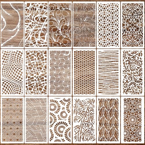 Stencils for Crafts Reusable Texture Stencils Background Stencil Leaf Floral Templates for Painting on Wood Furniture Card Canvas Scrapbook - style: Basic