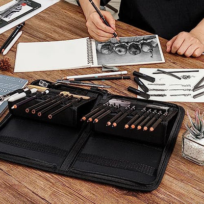 Brusarth 42 Pack Drawing Set Sketching Kit, Pro Art Sketch Supplies with Sketchbook, Include Graphite Pencil, Charcoal Pencil, Sharpener, Eraser Art Supplies for Artists Adults Teens Beginner