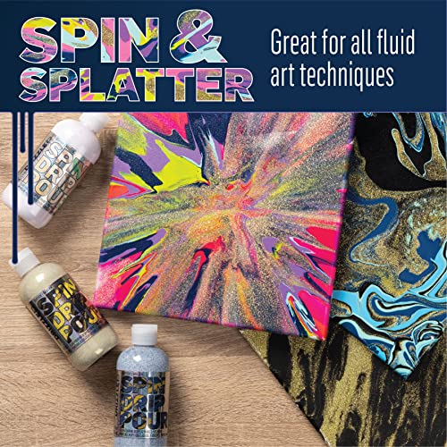 FolkArt Drizzle Disco Dust Glitter Pre-Mixed Fluid Acrylic Pouring Paint, 9 fl oz Premium Paint Perfect for Indoor & Outdoor Arts and Crafts Projects, 61839