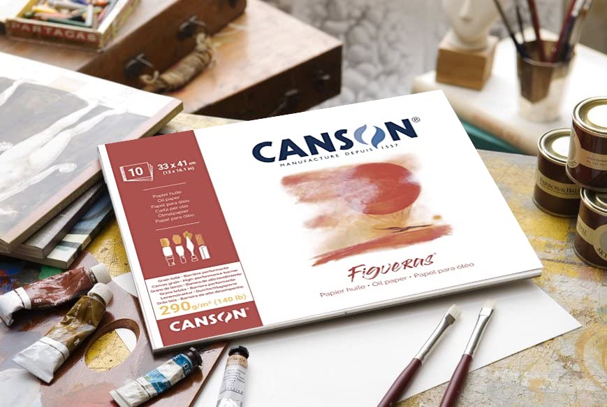 Canson Figueras Oil & Acrylic 290gsm Paper pad Including 10 Sheets, Size:33x24cm, Canvas-Like Texture - size: 33x24cm,