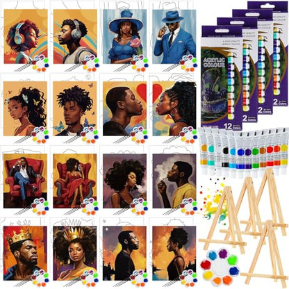 Zhanmai 88 Pcs 8 x 10 Inch Pre Drawn Canvas for Painting Kit Pre Stretched Canvas for Sip and Paint Party Coloring DIY Virtual Party Birthday Gifts Adult's Date Night(Fashion Couples) - style: Fashion Couples