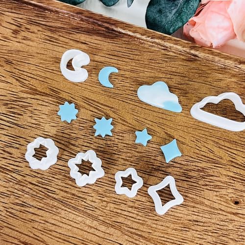 Xaekicr 6 PCS Sky Theme Polymer Clay Cutters Set – Cloud Moon Star Shapes Clay Cutters for Polymer Clay Molds, Jewelry DIY Clay Tools - color: Y color