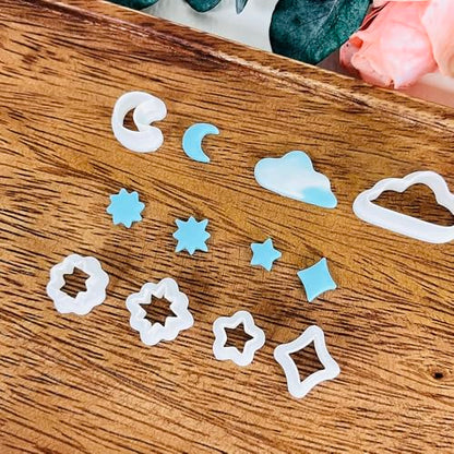 Xaekicr 6 PCS Sky Theme Polymer Clay Cutters Set – Cloud Moon Star Shapes Clay Cutters for Polymer Clay Molds, Jewelry DIY Clay Tools - color: Y color