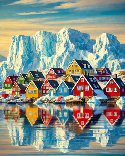 GEEHEIY Paint by Numbers Kit for Adults, Arctic Coastal Village DIY Painting on Canvas, Scandinavian Paint by Number Kit with Acrylic Paint, Iceberg Landscape Wall Art Home Decor Gift 16x20 Inch - color: TRTDNF1P307