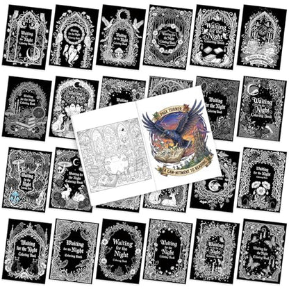 Liliful 24 Pcs Gothic Dark Romantic Coloring Book Bulk Intricate Noir Illustration Books, Ideal for Leisure Relaxation, Gothic Enthusiast Gifts & Atmospheric Creative Activities - style: Gothic