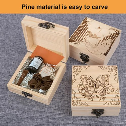 GNIEMCKIN 10 Pack Wooden Box, Unfinished Unpainted Wood Boxes for Crafts, DIY Projects, and Jewelry Storage (4.7x4.7x3.15 inch) - size: 10 Pack (4.7x4.7x3.15 inch)