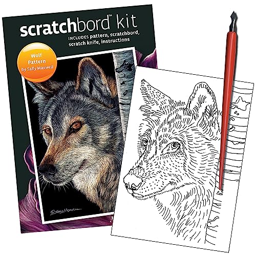 Ampersand Art Supply Scratchbord | Wolf | 5’’ x 7’’ | Professional Scratchboard Art Panel | for Scratchboard Drawing, Illustration & Mixed Media - style: Wolf