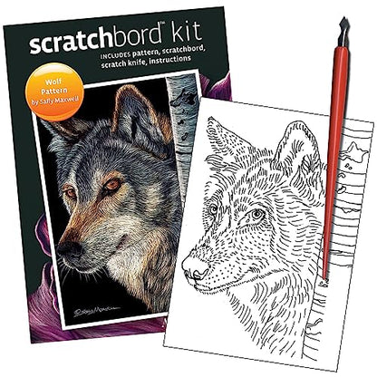 Ampersand Art Supply Scratchbord | Wolf | 5’’ x 7’’ | Professional Scratchboard Art Panel | for Scratchboard Drawing, Illustration & Mixed Media - style: Wolf