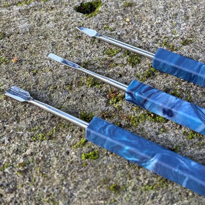 Spacenight Wax Carving Tool Epoxy Resin Grip, Artistic Pattern, Stainless Steel Tip Allows for Precise Pickup and Placement. 3pcs (Blue Marble 3-Piece Set) (Blue Marble 3-Piece Set) - color: Blue Marble 3-Piece Set