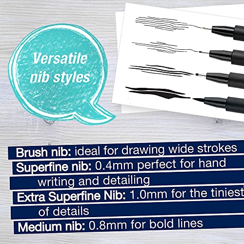 Faber-Castell Pitt Artist Pens Essential Set - 4 Black Markers, Variety of Nibs - style: Essential Art (Black)