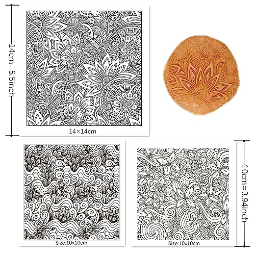 Premium Silicone Texture Stamp Sheets for Polymer Clay Jewelry and Clay Earrings - Set of 3 Floral and Unique Patterns - Easy to Use and Clean (Group 1) - color: Group 1