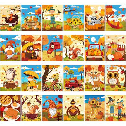 Sherr 24 Pcs Pre Drawn Canvas for Painting Adult Pre Printed Canvas Bulk Sip and Paint Kit Stretched Panels Paint Set for Theme Valentine Painting Night Party Favor(Autumn,8 x 10 Inch) - size: 8 x 10 Inch, style: Autumn