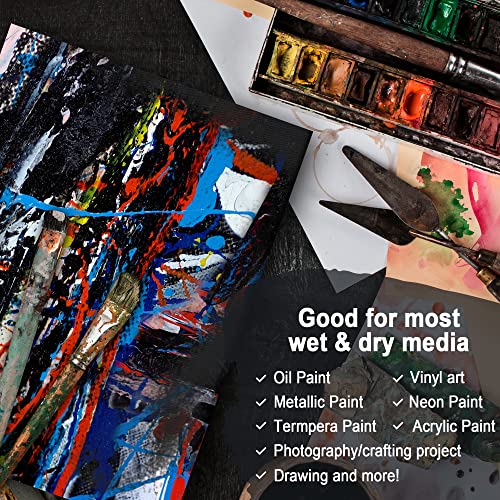 PHOENIX Black Canvas Boards for Painting - 6x8 Inch, 6 Pack - Small Square Canvases Gesso Primed Cotton Acid Free, Blank Flat Canvas Panel for Acrylic, Oil, Tempera, Metallic, Neon Paints & Crafts