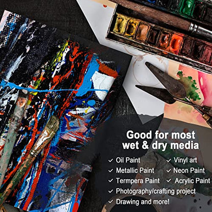 PHOENIX Black Canvas Boards for Painting - 6x8 Inch, 6 Pack - Small Square Canvases Gesso Primed Cotton Acid Free, Blank Flat Canvas Panel for Acrylic, Oil, Tempera, Metallic, Neon Paints & Crafts