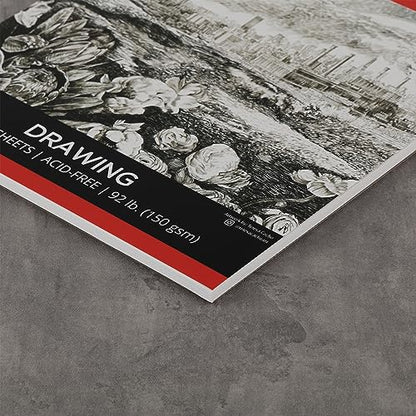 SoHo Urban Artist Softcover Drawing Pad - 6"x8" - 92 lbs/150gsm, Mixed Media, 24 Dual-Sided Sheets, Acid-Free, Wire-Bound, Micro-Perforated, Repeated Erasing & Reworking - size: 6"x8"