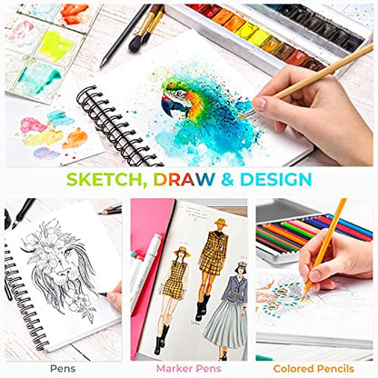 Ohuhu Mix Media Pad, 5.5" x 8.5" Mixed Media Art Sketchbook, 120 LB/200 GSM Heavyweight Papers, 62 Sheets/124 Pages, Spiral Bound Mixed Media Paper Pad for Acrylic, Painting Christmas Gift - size: 5.5" x 8.5"