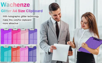 Sparkly Clipboard with Pen Holder, Clear Plastic Glitter Clip Board, Hanging Shiny Clipboards with Low Profile Metal Clip, Letter A4 Size for Taecher Women Office School (Dark Purple) - color: Dark Purple