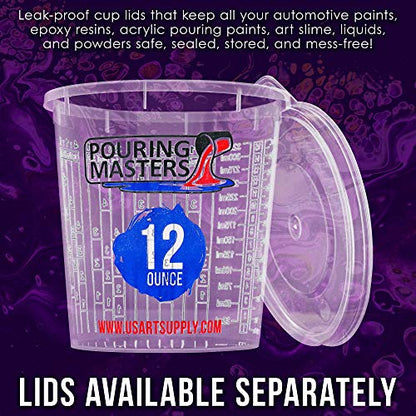 Pouring Masters 12 Ounce (350ml) Graduated Plastic Mixing Cups (Box of 20) - Paint Mixing Cups for Epoxy Resin, Art, Kitchen, Baking - Measurements in OZ and ML, 4 Different Measuring Ratios 1:1 - size: 12-Ounce - Cup